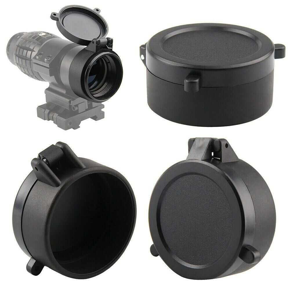 2Pcs Rifle Scope Lens Cover Flip Up Cap Objective Lense Lid Quick Spring Protect