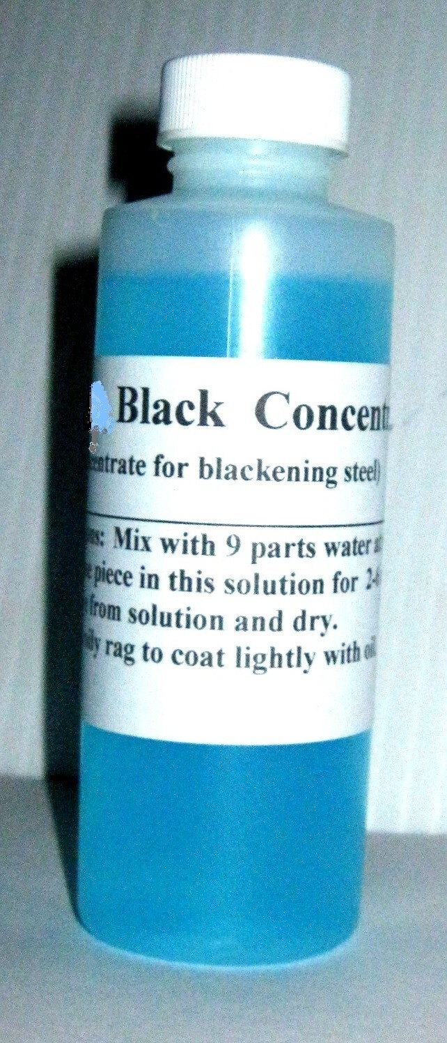 4 oz  steel blackening concentrate, makes 2 1/2 pint gun blue / black