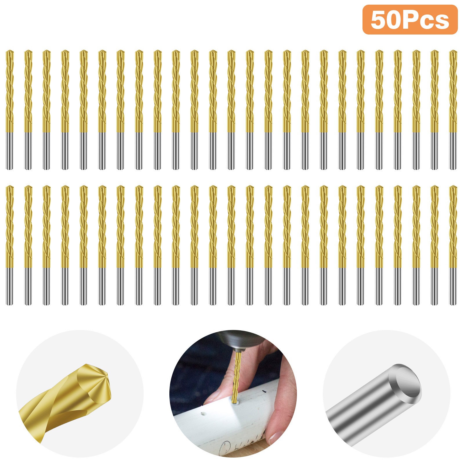 50pcs 1/8 Inch Drywall Cutting Out Bits Spiral Saw Tip M2 HSS Drywall Router Bit