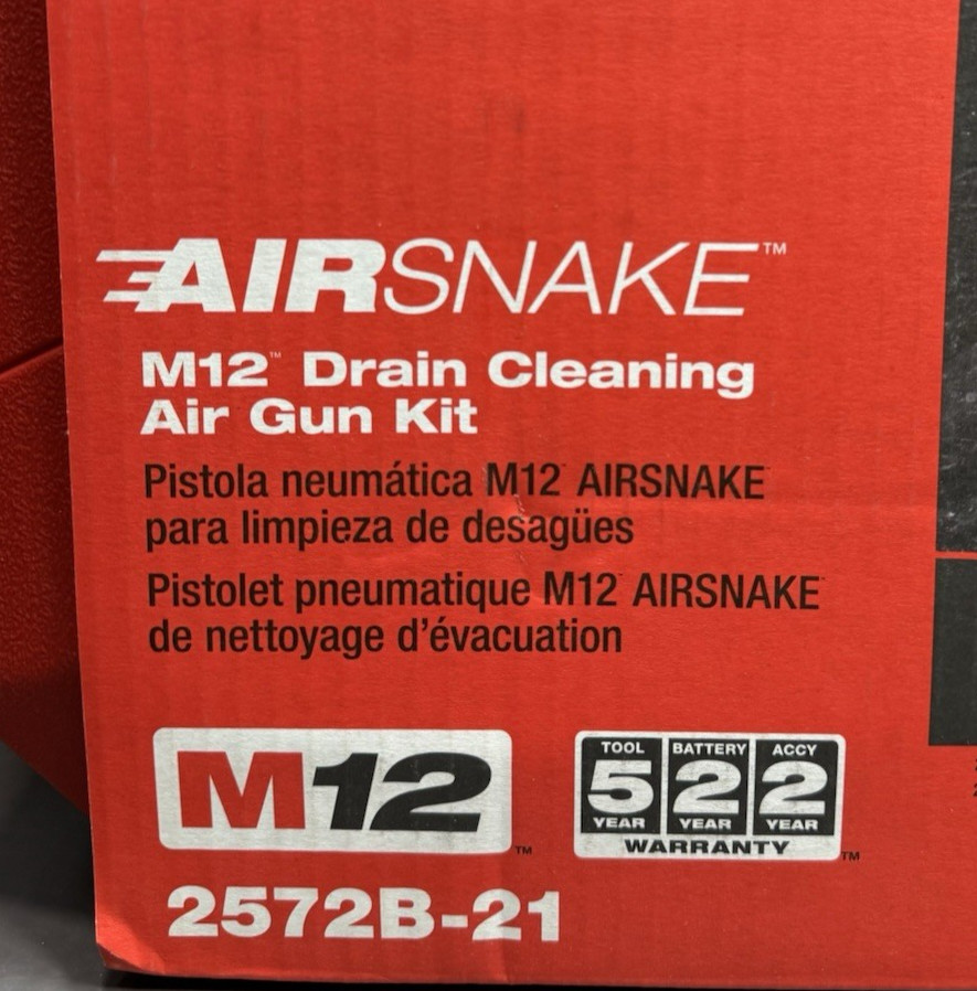 Milwaukee 2572B-21 - M12 12V Airsnake Drain Cleaning Air Gun Kit w/ Attachments