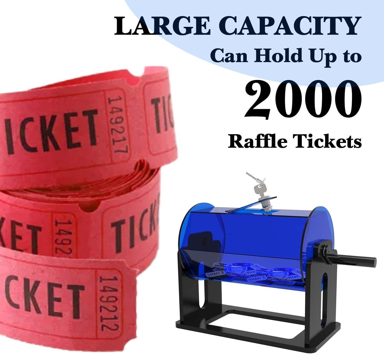 Raffle Ticket Spinner Raffle Drum: Acrylic Rotating Lottery Box with Handle ...