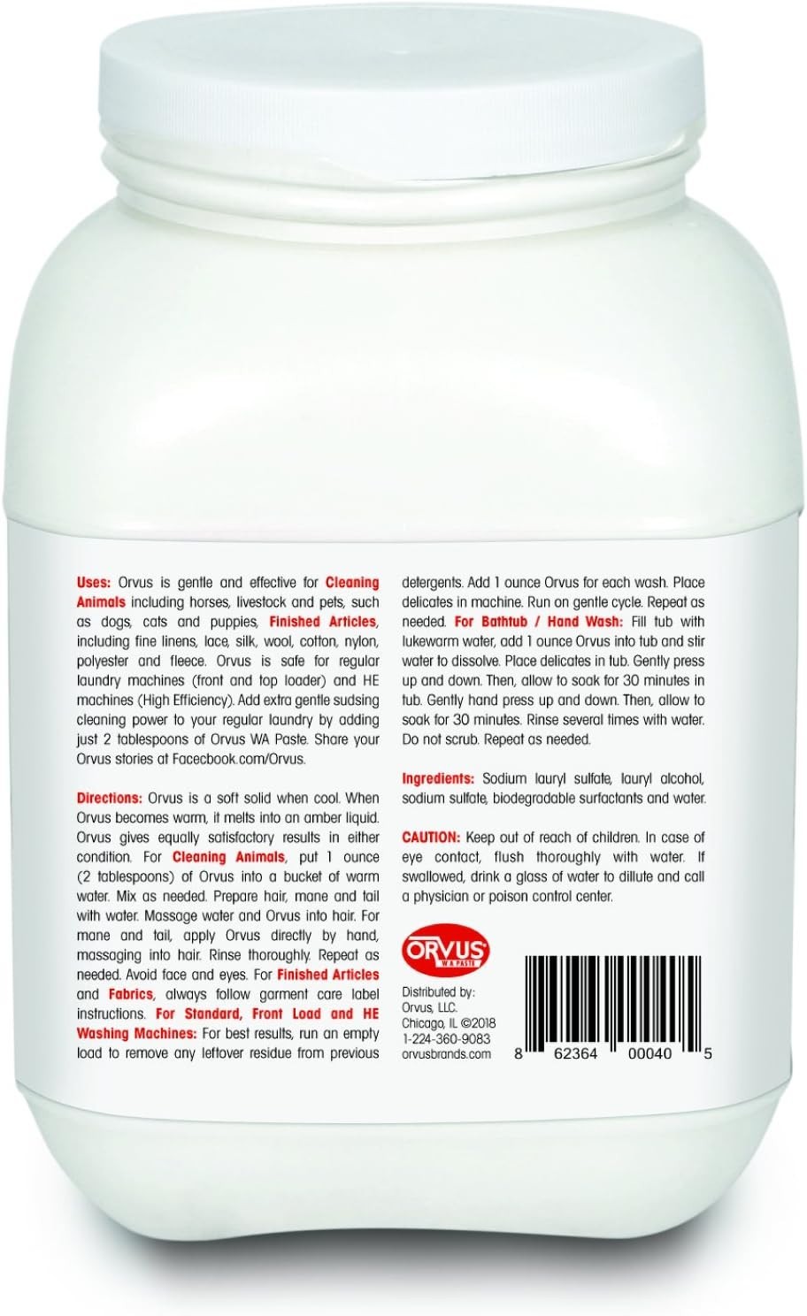 Orvus W.A. Paste Surfactant Cleaner – 7.5 lb Tub (120 oz) - Free Shipping