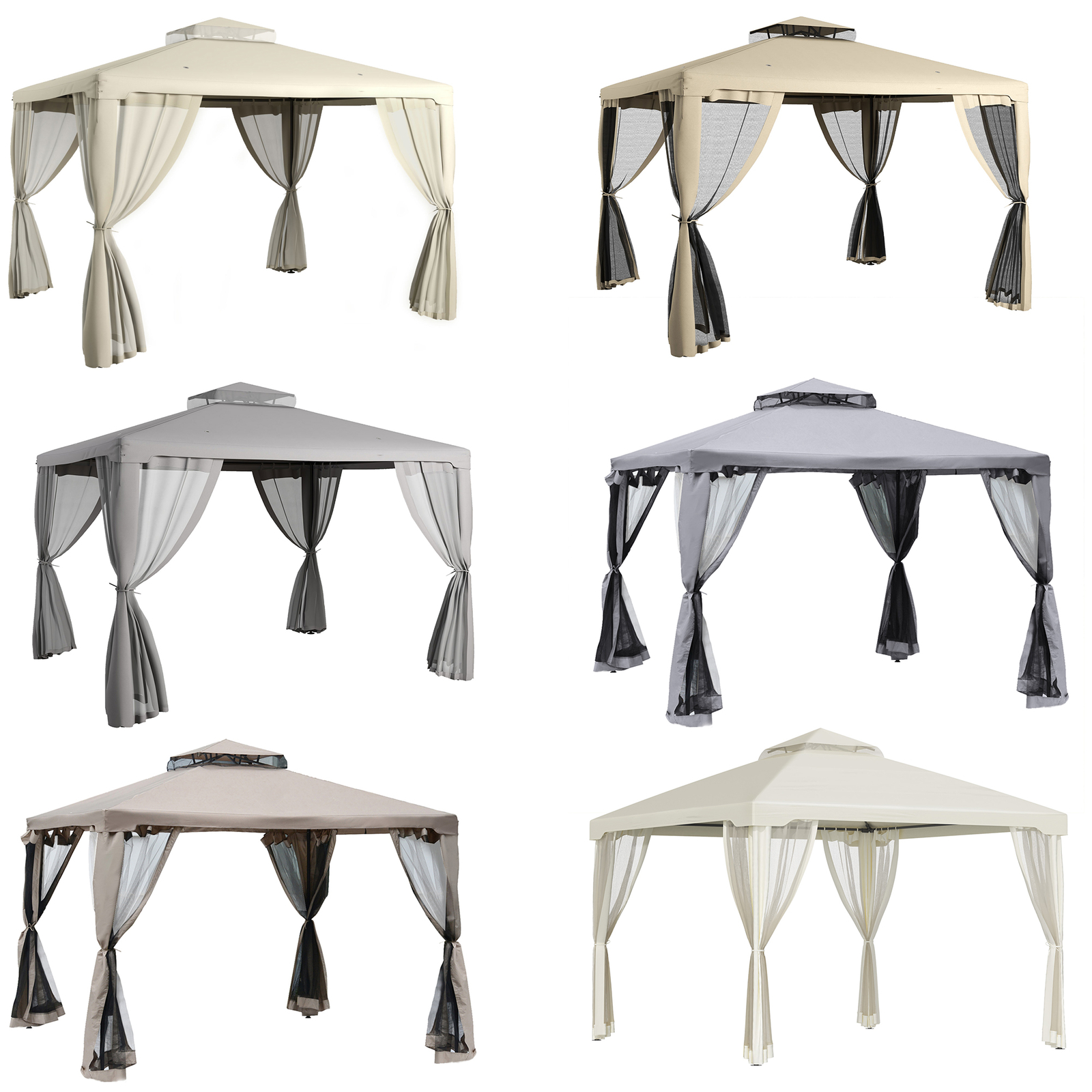 Outdoor Patio Gazebo Pavilion Canopy Tent with 2-Tier Roof