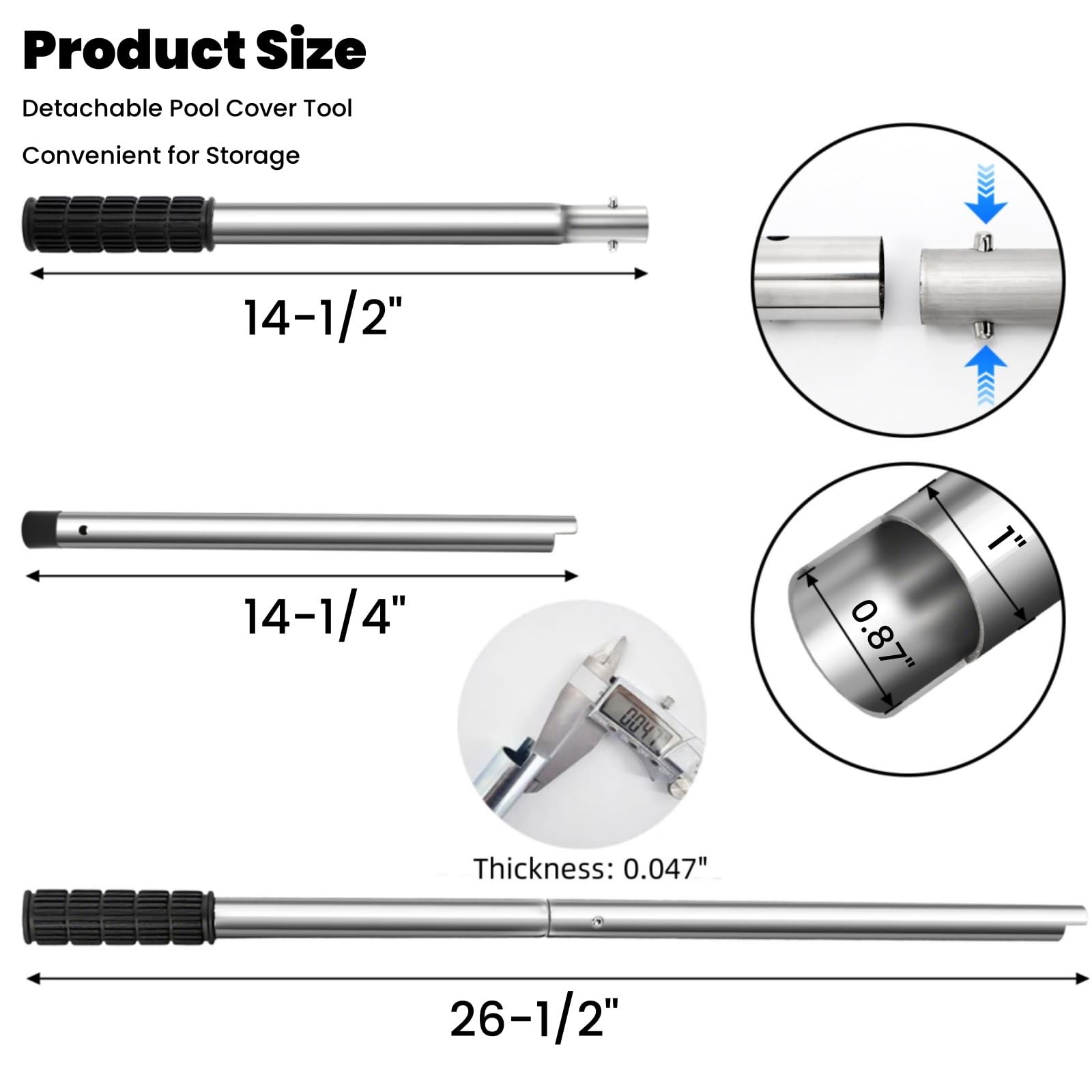 Pool Cover Tool, 26-1/2 Inch Long Pool Cover Anchor Removal Rod, Swimming Poo...