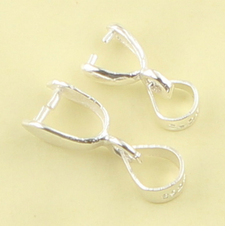 925 Sterling Silver Pinch Clip Bail Clasp Charm Pendant Connector DIY Finding