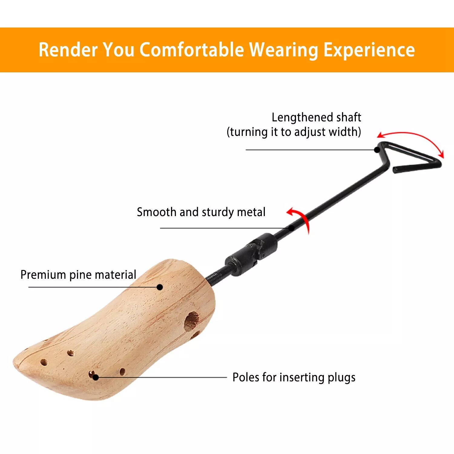 2PCS Wooden Boot Stretcher Adjustable Shoe Shaper Widener Expander for Men Women