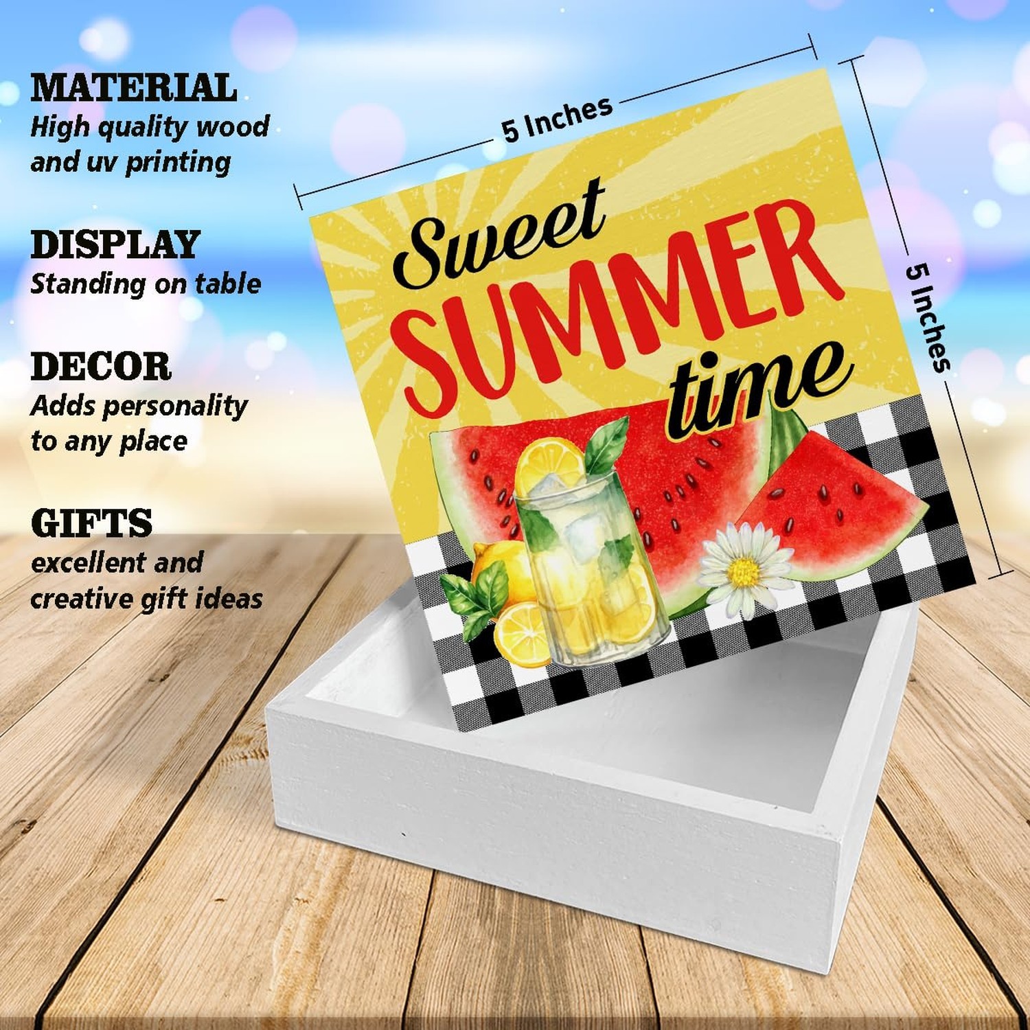 Summer Decor, Summer Decorations For Home, Watermelon Lemon Wooden Sign Decor...