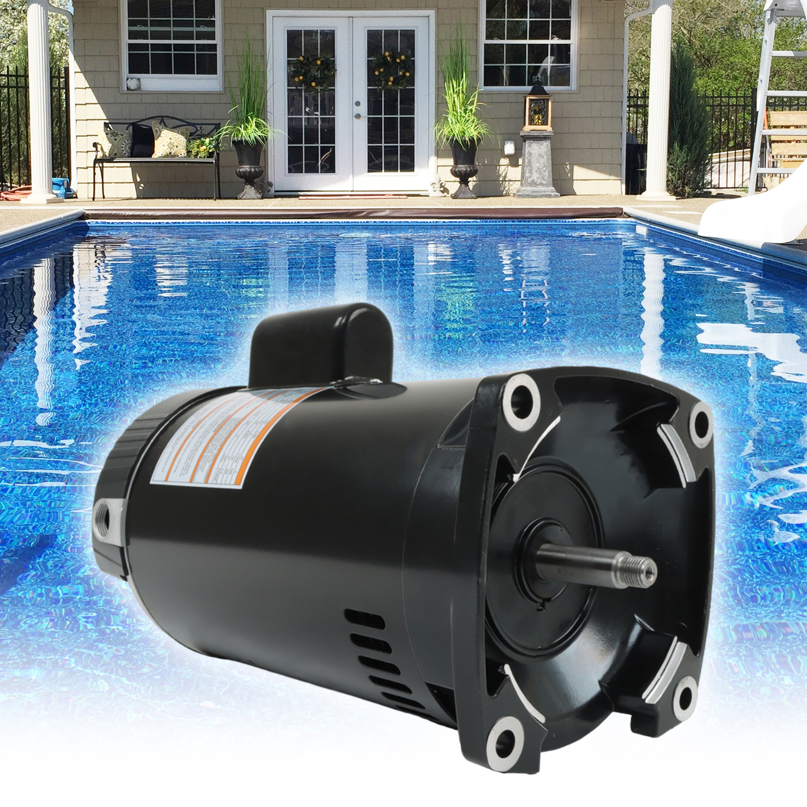 2HP B2855 Square Flange Pool Pump Motor 230V Threaded Shaft Swimming Pool Pump