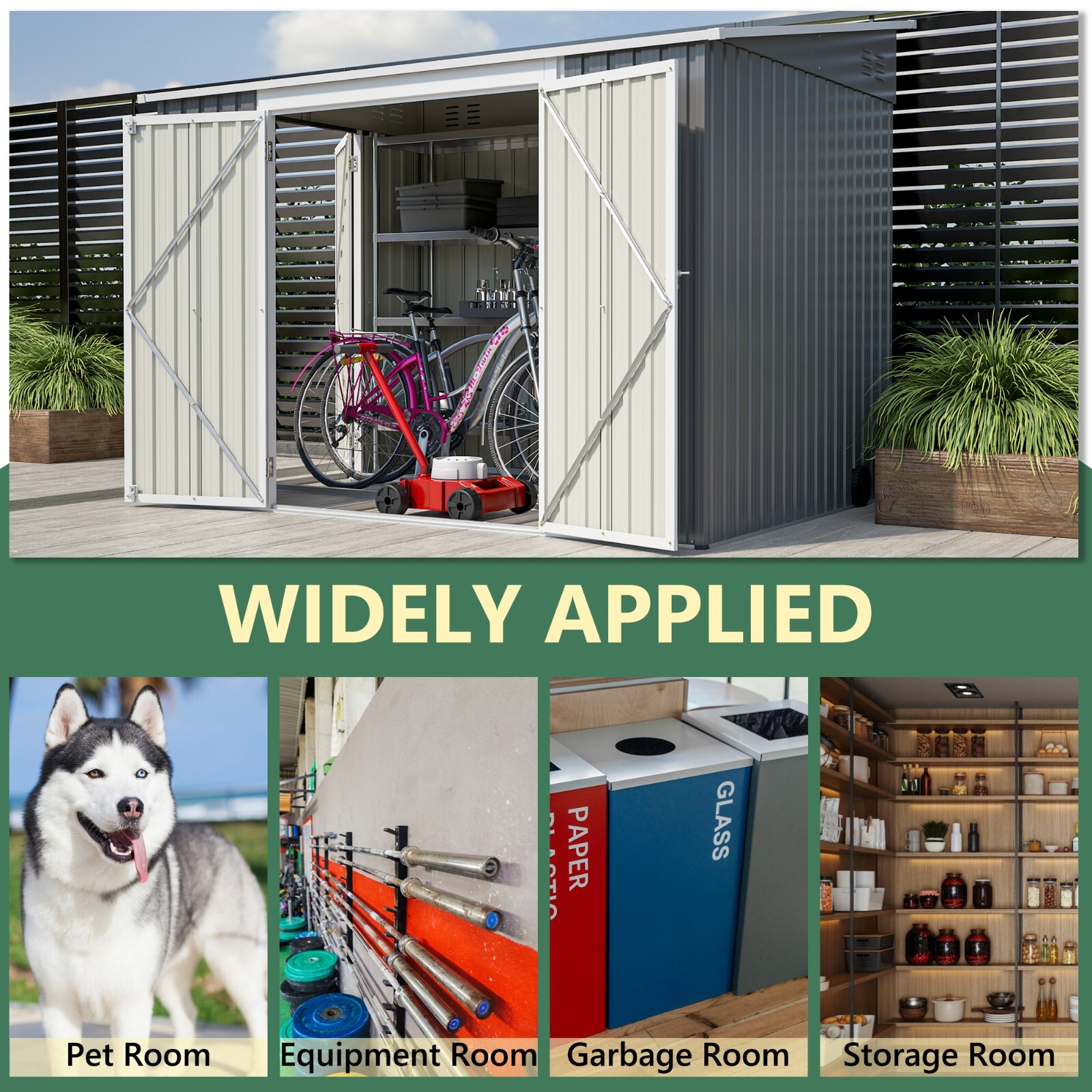 8'x6' Metal Outdoor Storage Shed Garden Tool Shed with Floor Kit