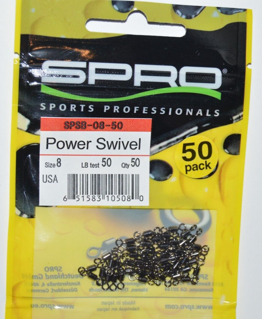 spro power swivel  size 8  50lb test 50 per pack spsb-08-50