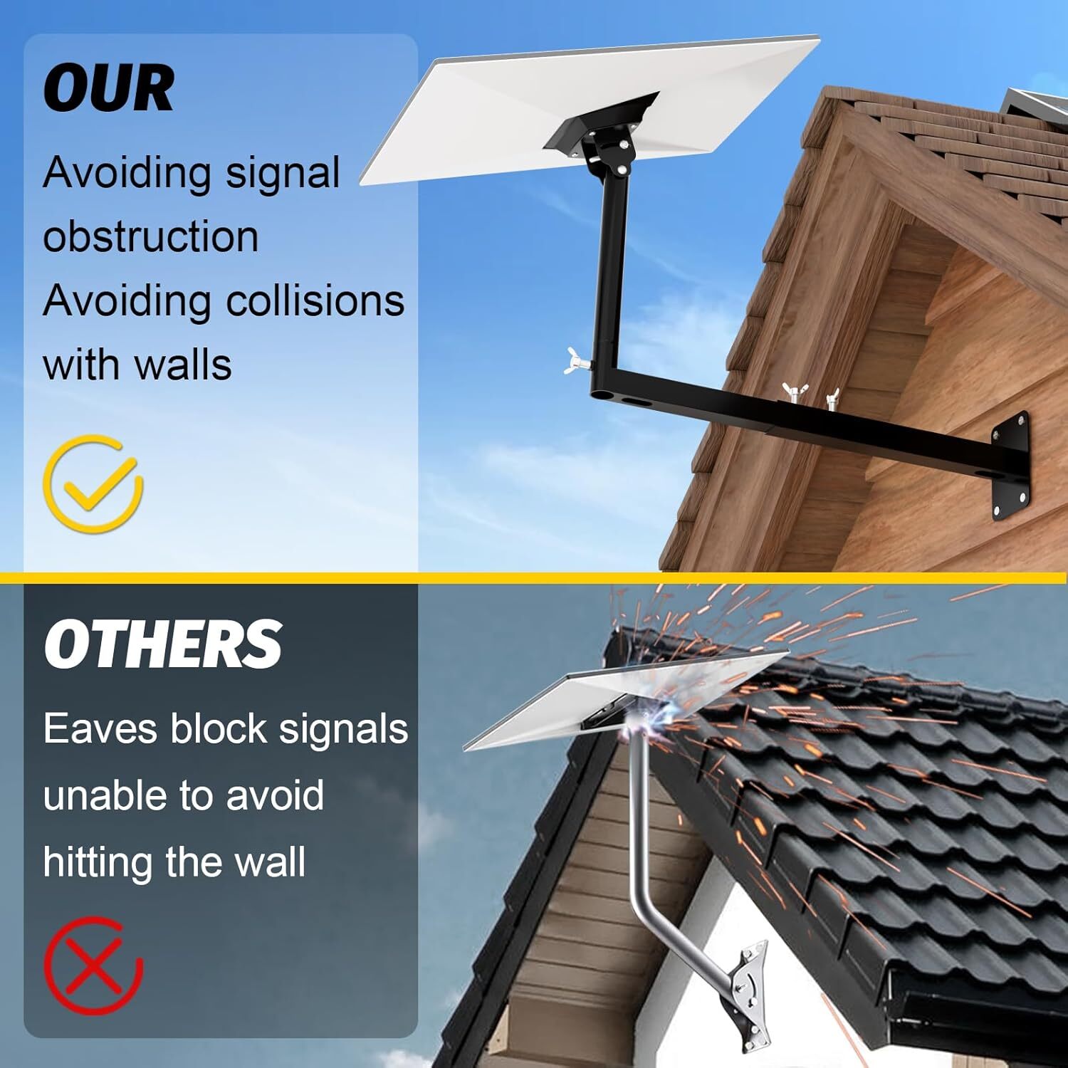 Starlink Gen 3 Mount , Extension-Type Heavy Duty Starlink Long Wall Mount