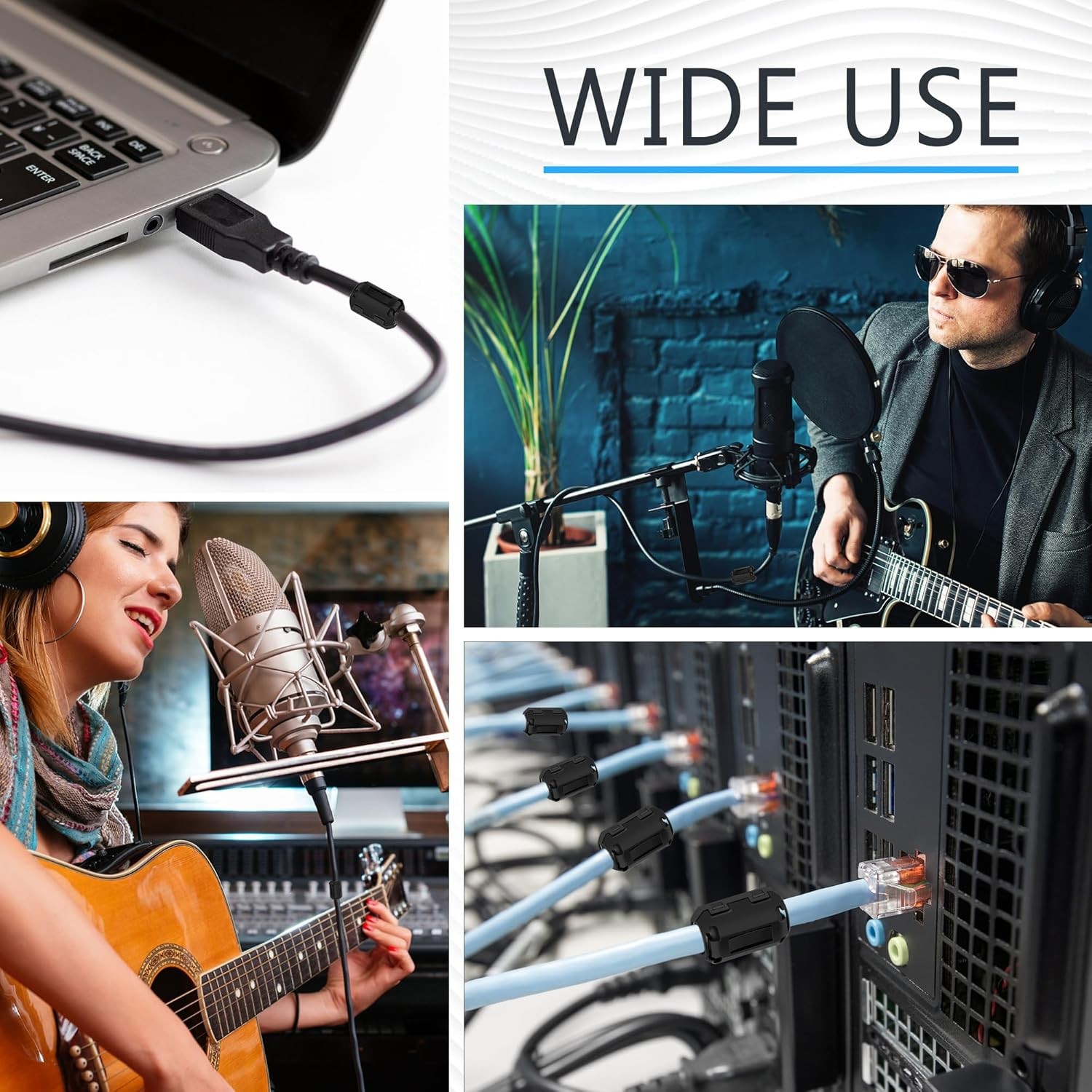 25Pcs Ferrite Chokes Ferrite Beads Snap on RFI EMI Noise Suppressor Cable Clip