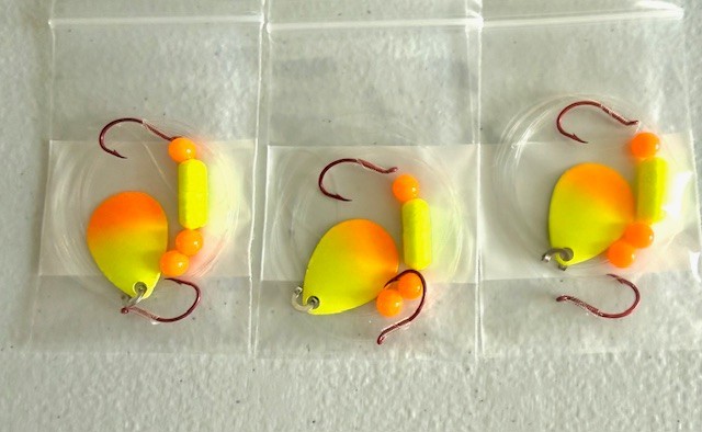 SUZIES SPINNERS-Walleye Crawler Harness 30 Pack 2 Hook Floater #3 Colorado Blade