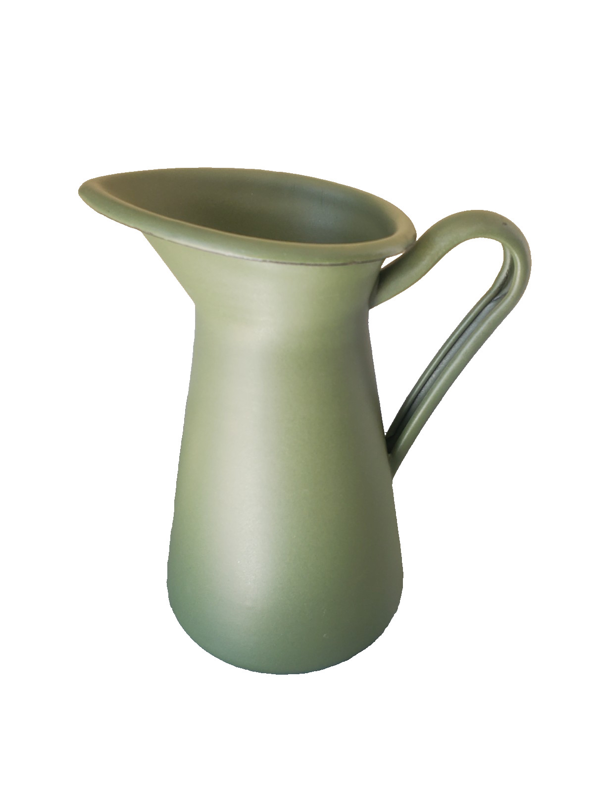 IKEA FARMHOUSE STYLE MATTE GREEN STEEL ENAMEL 9 INCH VASE/JUG