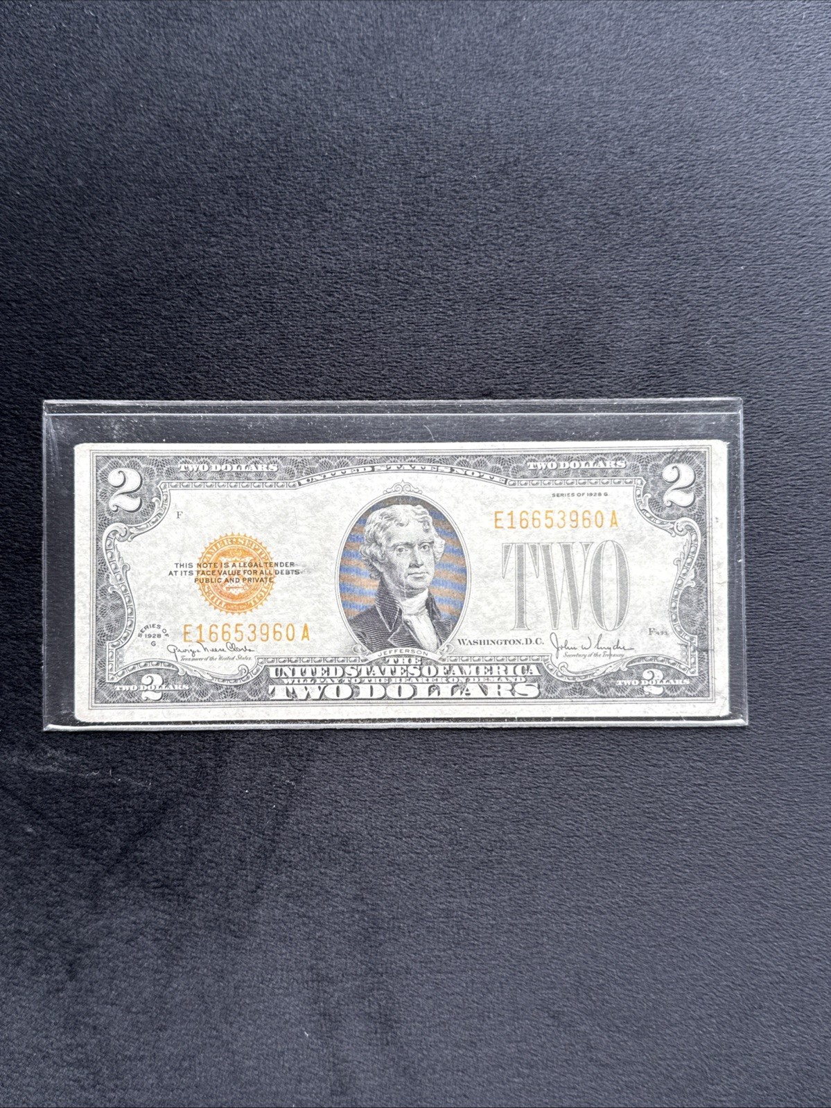 1928  G  $2 Dollar Bill  Yellow / Seal Note