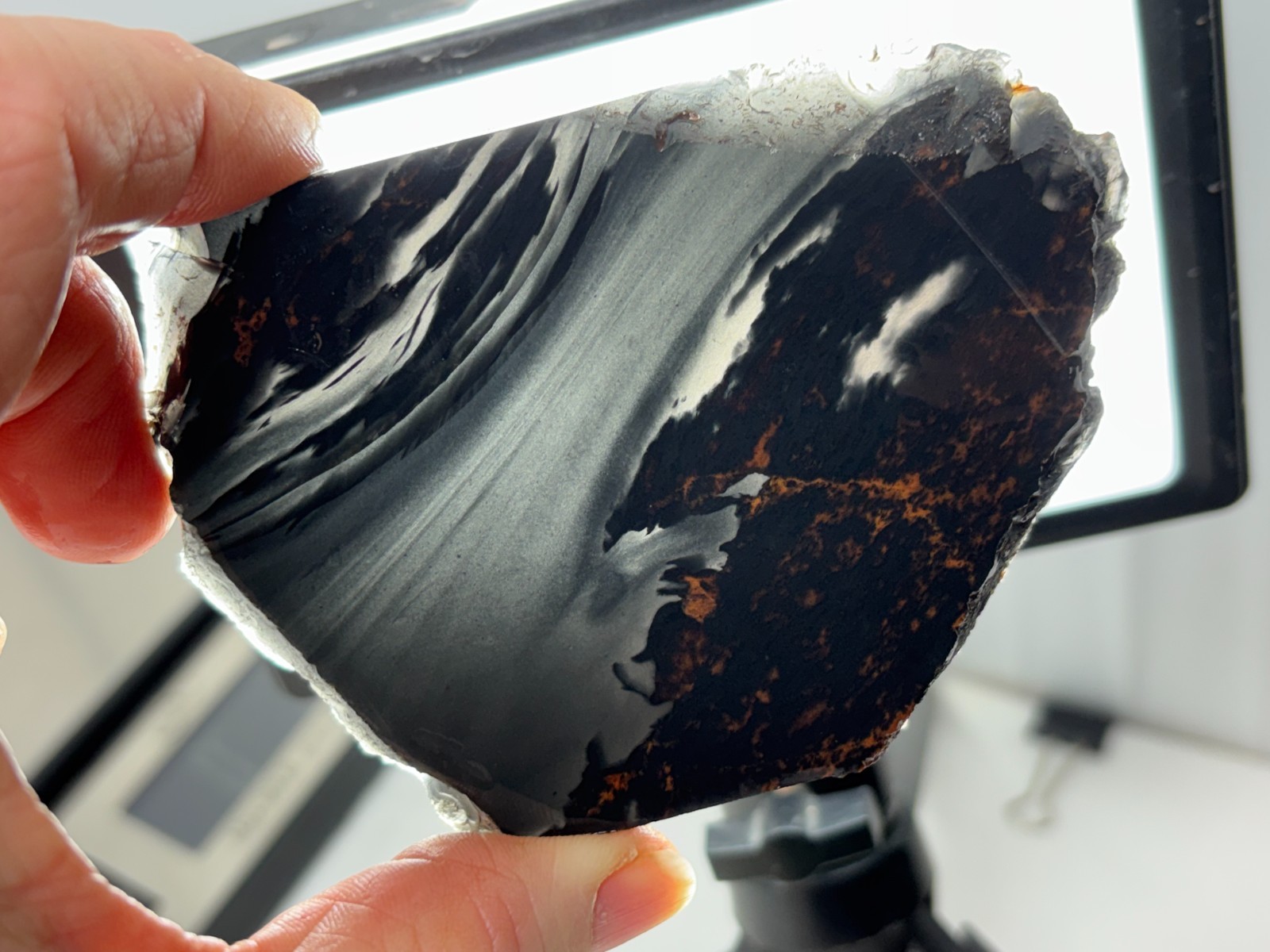 Tri-flow Sheen/Lace Obsidian Slab Lapidary Cabbing Knapping Combo ship avail