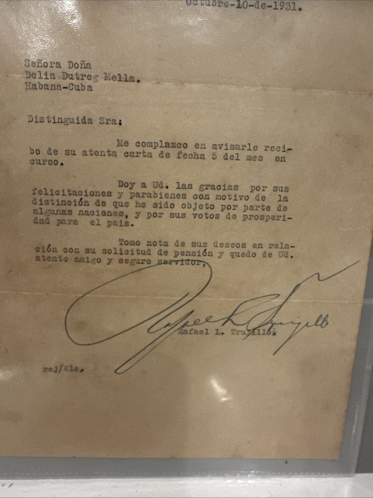 1931 Signed Document Rafael L Trujillo ( Paper 📝 Has Emblem) Beautiful.