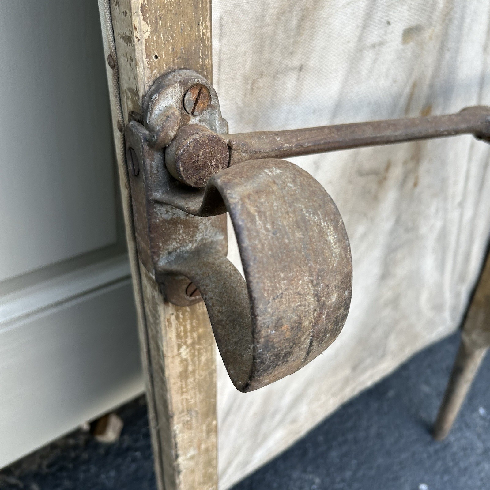 Antique World War 1 Era Medic Stretcher Canvas Gurney Litter WWI Iron Loop Feet