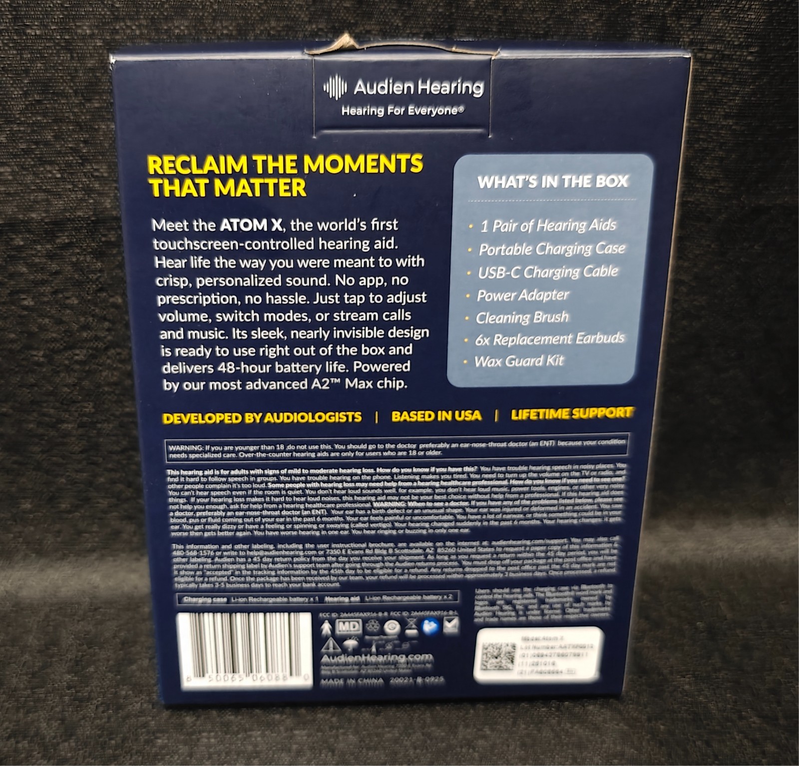 Audien Hearing ATOM X - Rechargeable OTC Hearing Aids NEWEST MODEL (NEW SEALED)