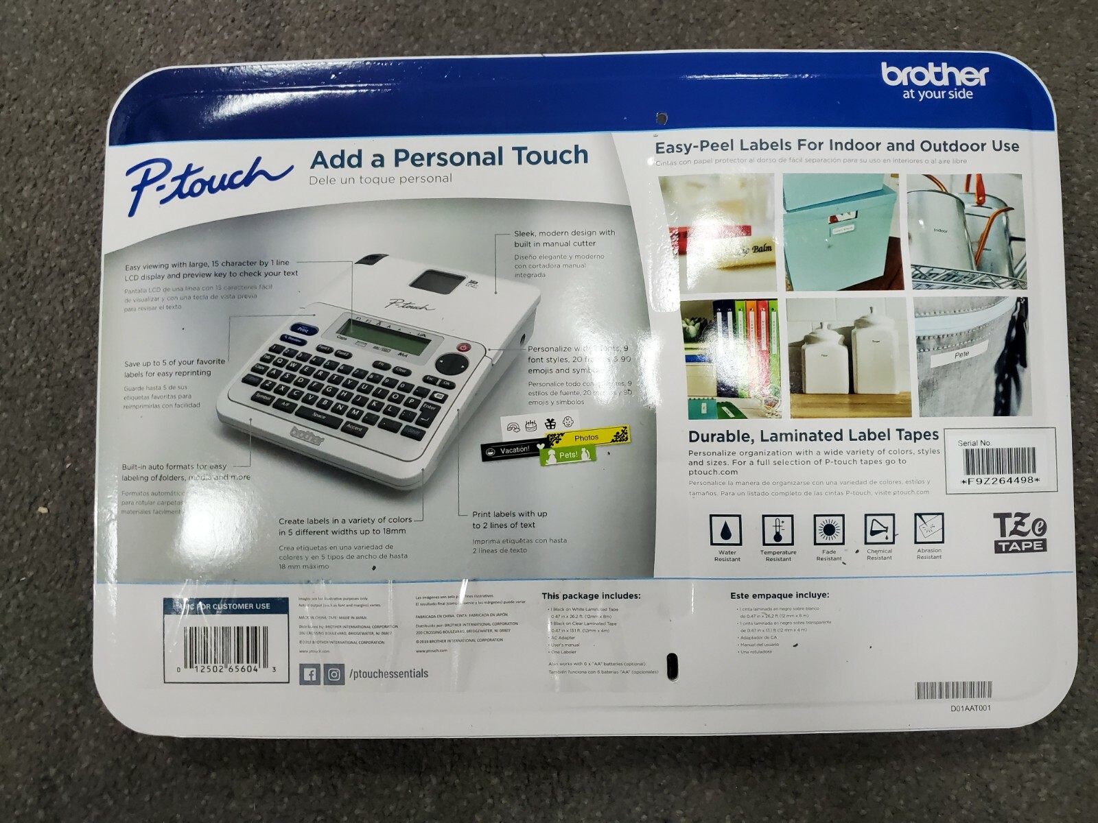 Brother P-Touch PT-2040W Labeler Maker White 2 Label Tapes + AC Adapter Printer