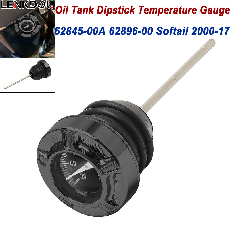 Black Oil Temperature Dipstick For Harley 2000-17 Softail Twin Cam Fat Boy FLST