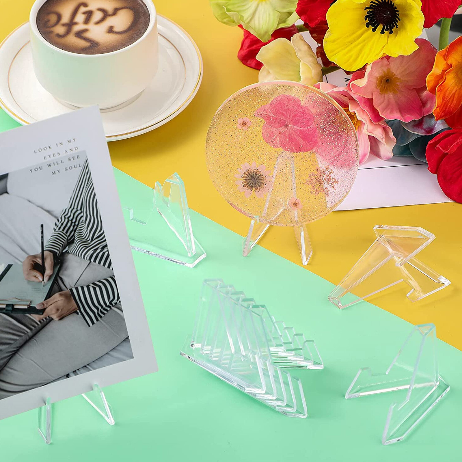 20X Coin Display Stands Paper Trading Card Easel Small Size Holder Clear Plastic