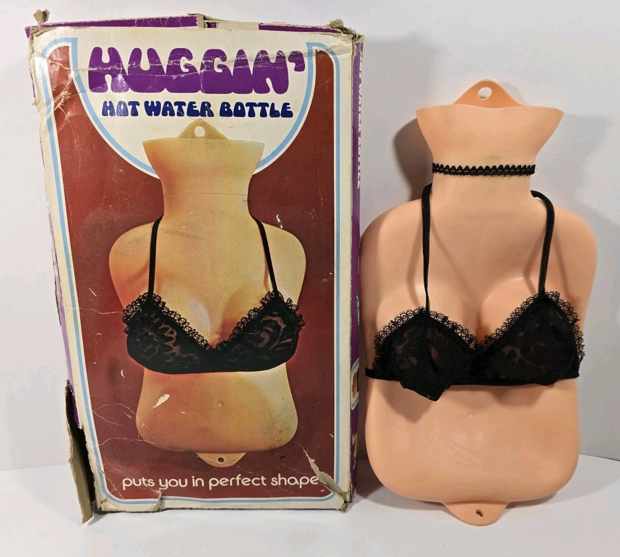 Rare Vintage 1973 Poynter Huggin Rubber Hot Water Bottle Novelty Removable Bra