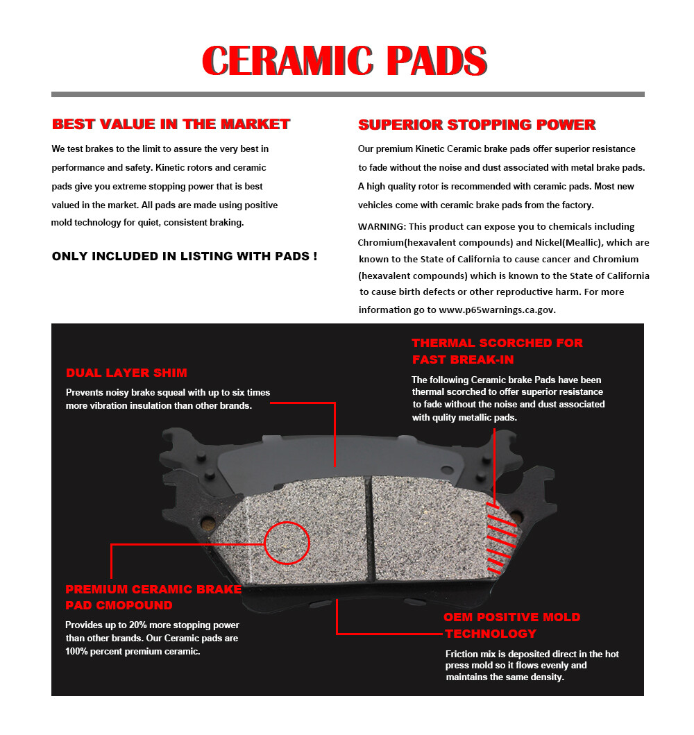 Fit 2007 2008 2009 2010 2011 Toyota Camry Front & Rear Brake Rotors Brake Pads