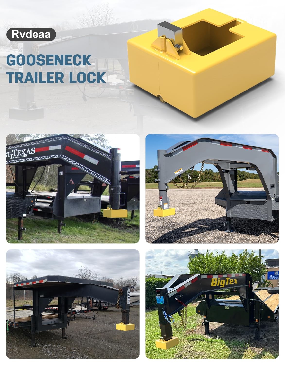 Gooseneck Trailer Lock, Lock for Trailers, Fits Round and Yellow