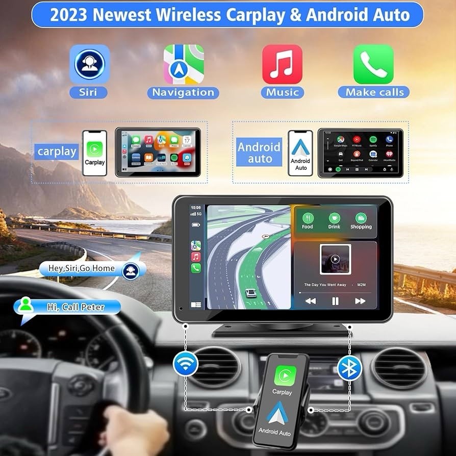 Portable Wireless with Apple CarPlay and Android Auto Screen for Car 8.9" HD