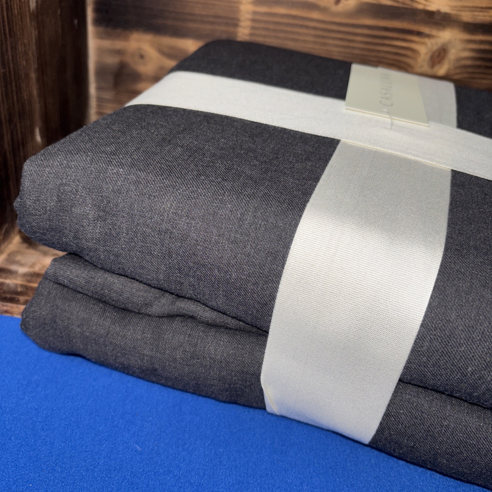 Casaluna King Duvet Set Black/Dark Gray Cotton95%/ Cashmere5% New