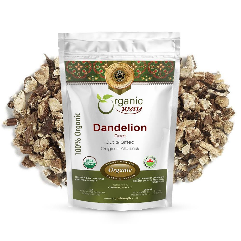 Organic Way Dandelion Root Cut & Sifted - Herbal Tea | Kosher & USDA Certified