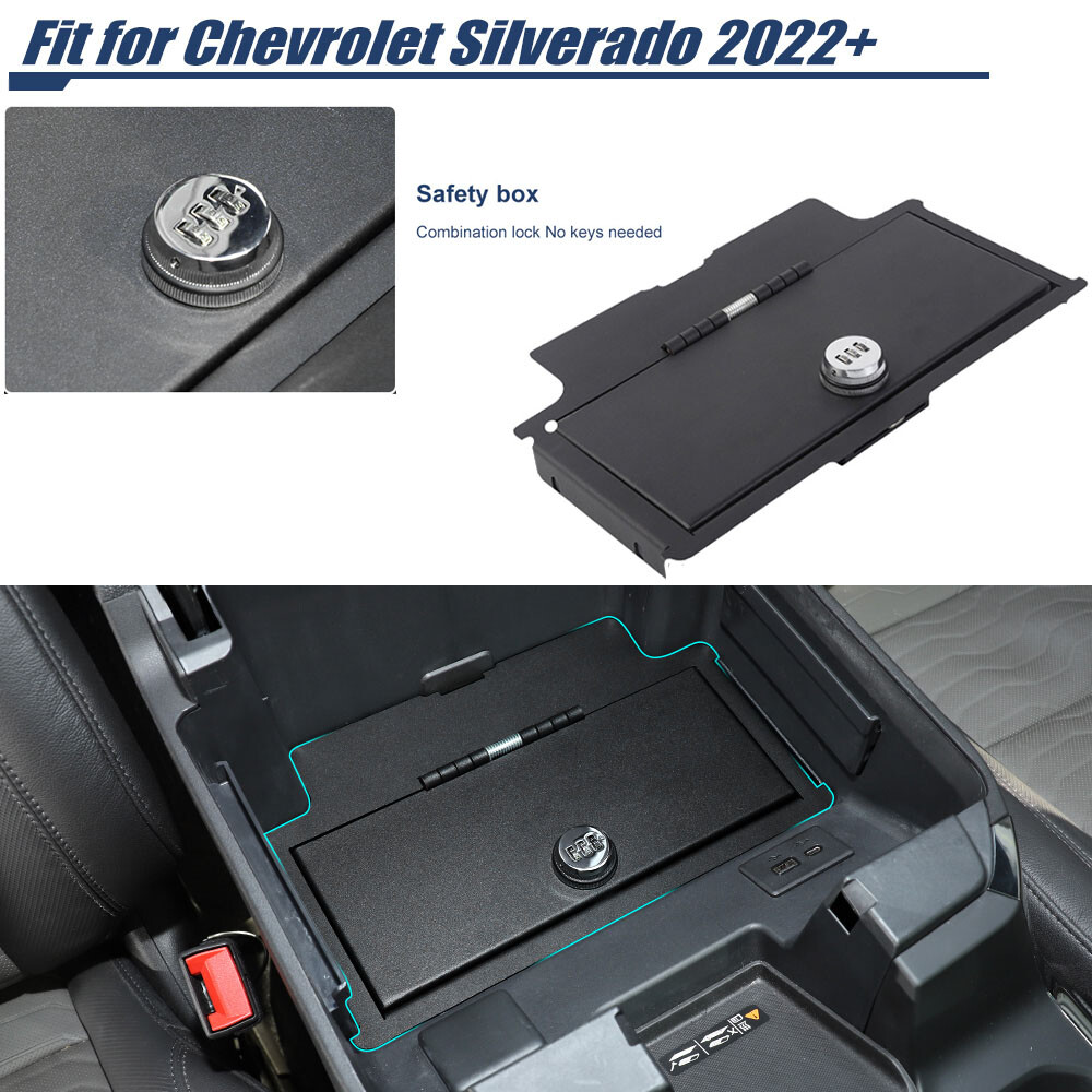 Console Armrest Vault Safe Box Lock Fit For Chevrolet Silverado GMC Sierra 2022+