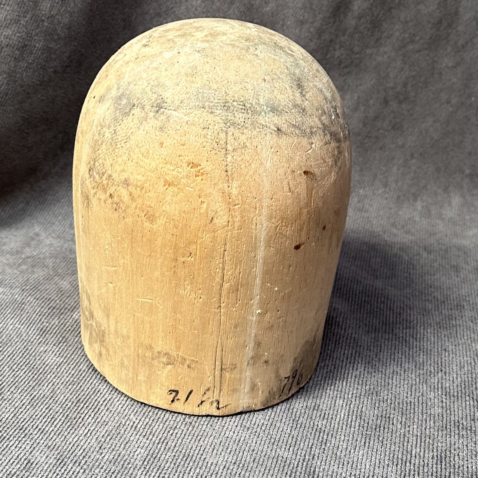 Antique Wood Hat Crown Block Millinery Form Mold 7 1/2
