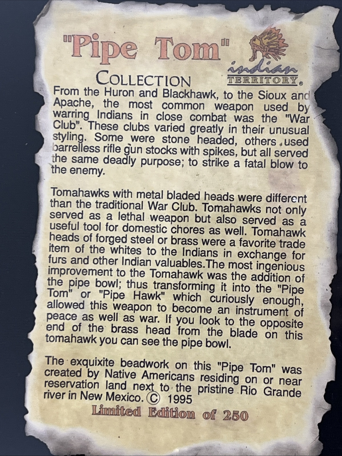 AUTH. NATIVE AMERICAN INDIAN Territory PIPE TOMAHAWK WITH Leather Tobacco Bag!