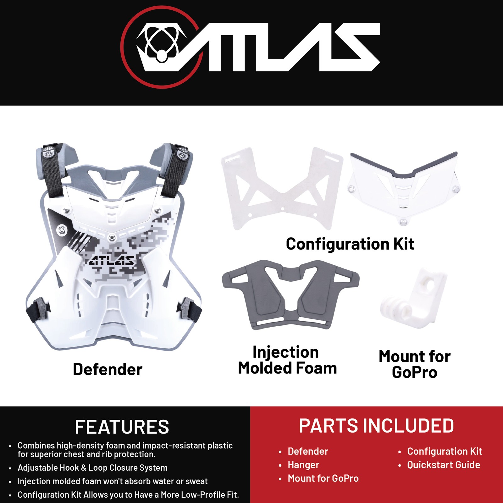 Atlas Defender CPC-00-010 Chest Protector, Digital Arctic, Velcro Closure