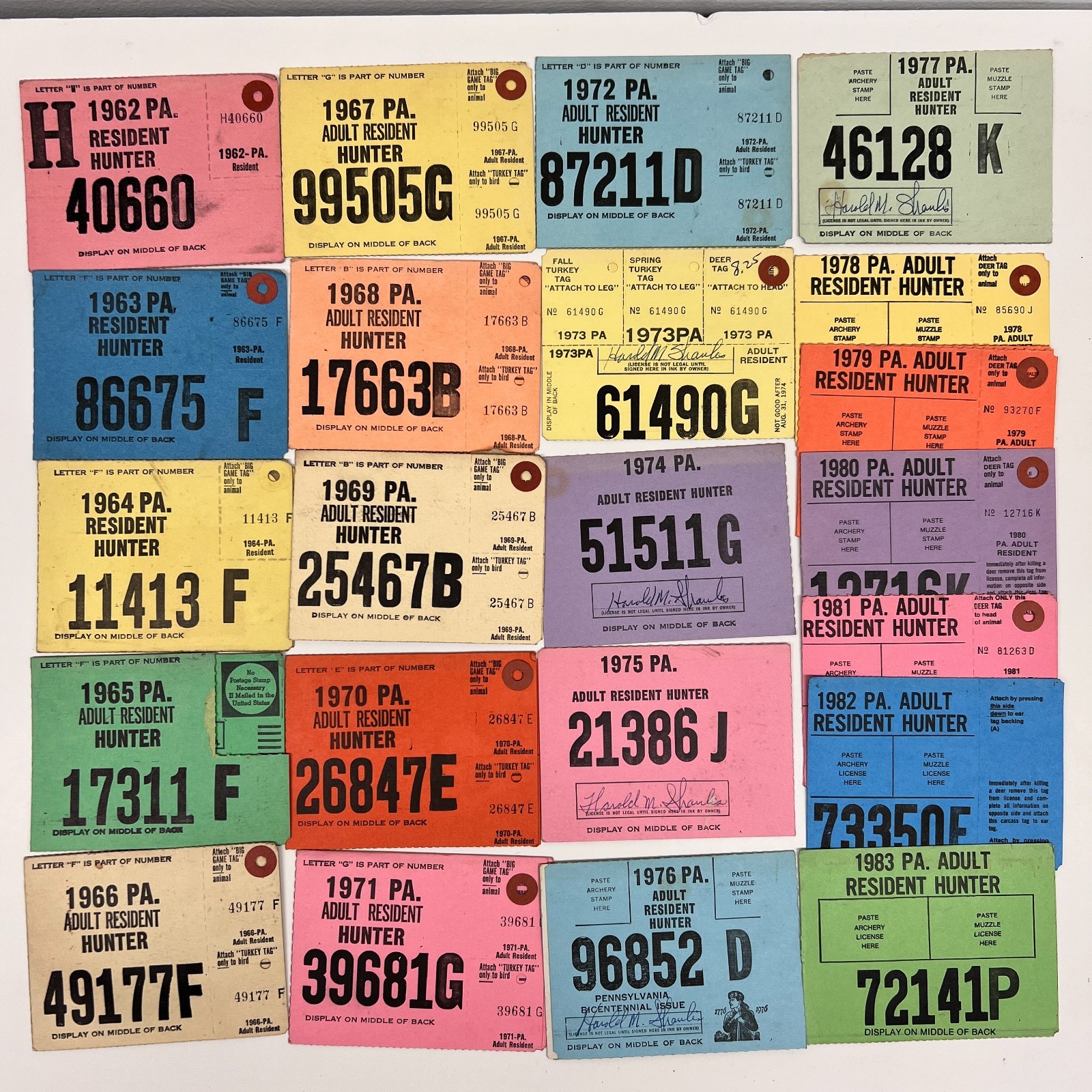 Vintage 1960s 1970s 81-83 Pennsylvania PA Hunting Deer Buck License Tags