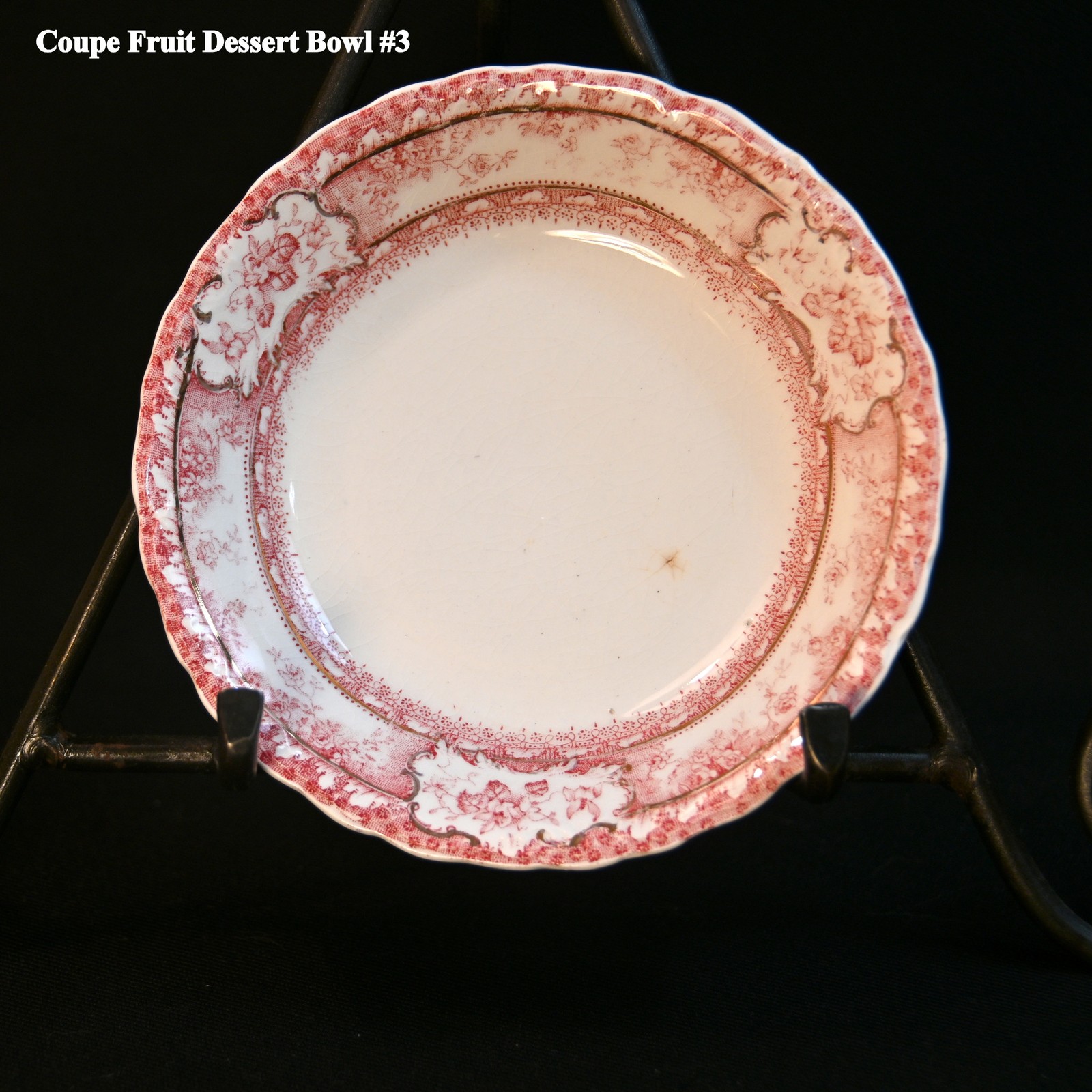 Wedgwood 5 Fruit Dessert Bowls Coupe Phoebe Pink wGold Accents England 1900-1906