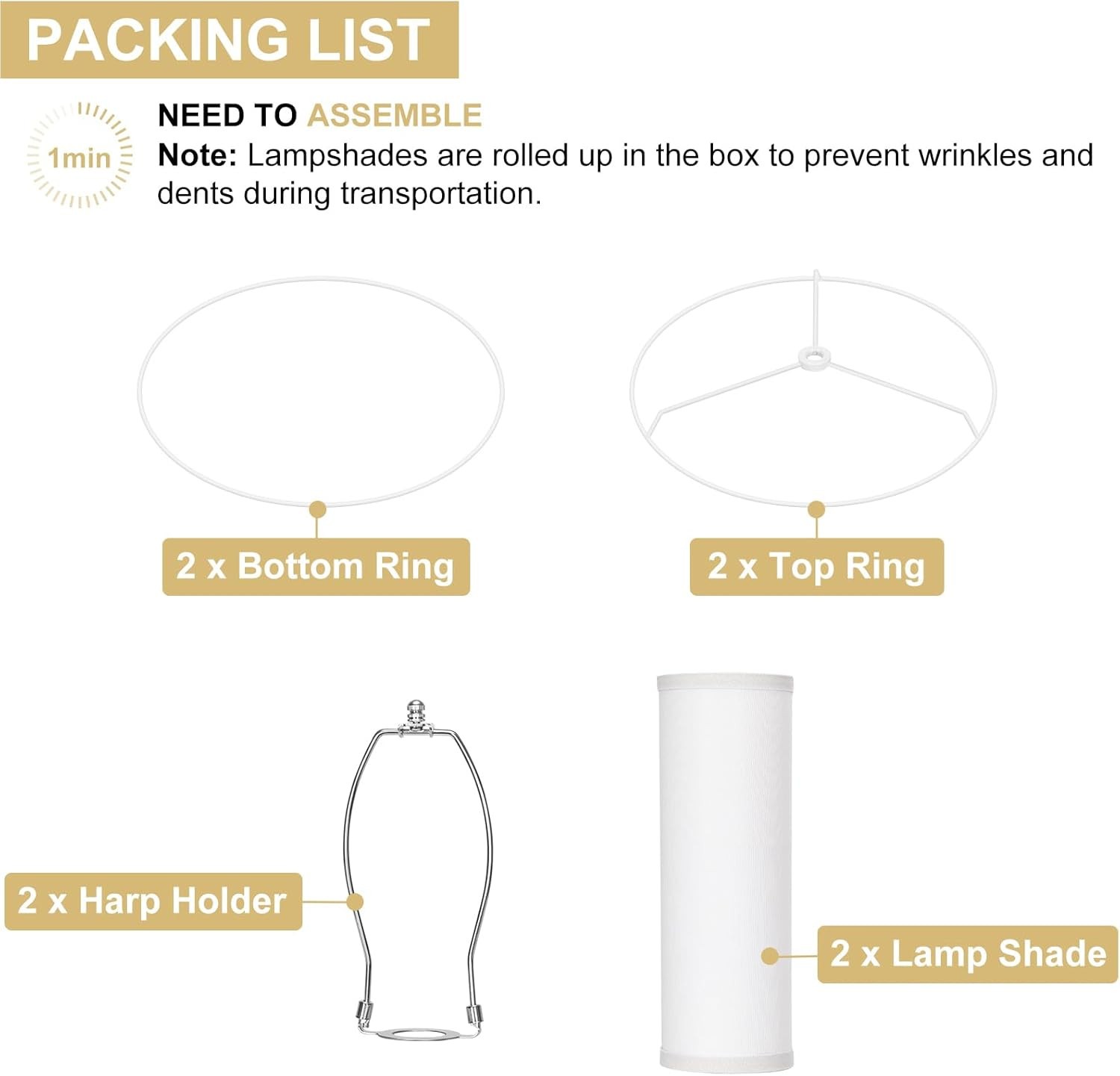 White Tall Lamp Shades Set of 2, 10" Top X 10" Bottom X 13" High Large Drum