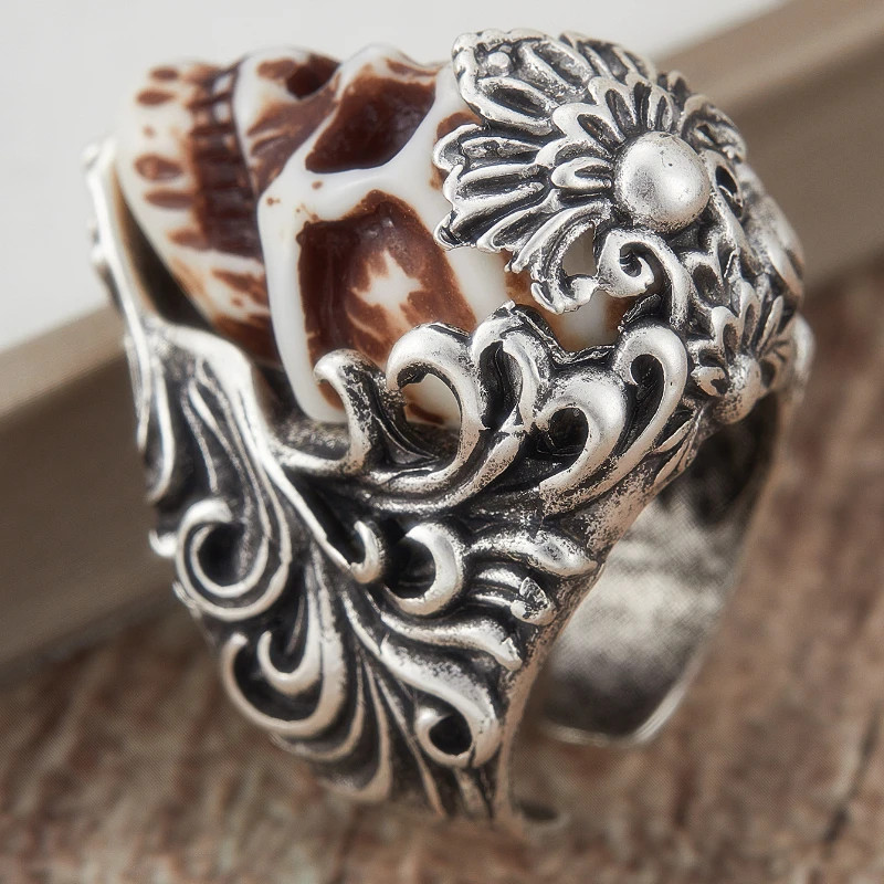 Human Skull Skull Open Ring Jewelry Gothic Silvery Adjustable Resizable