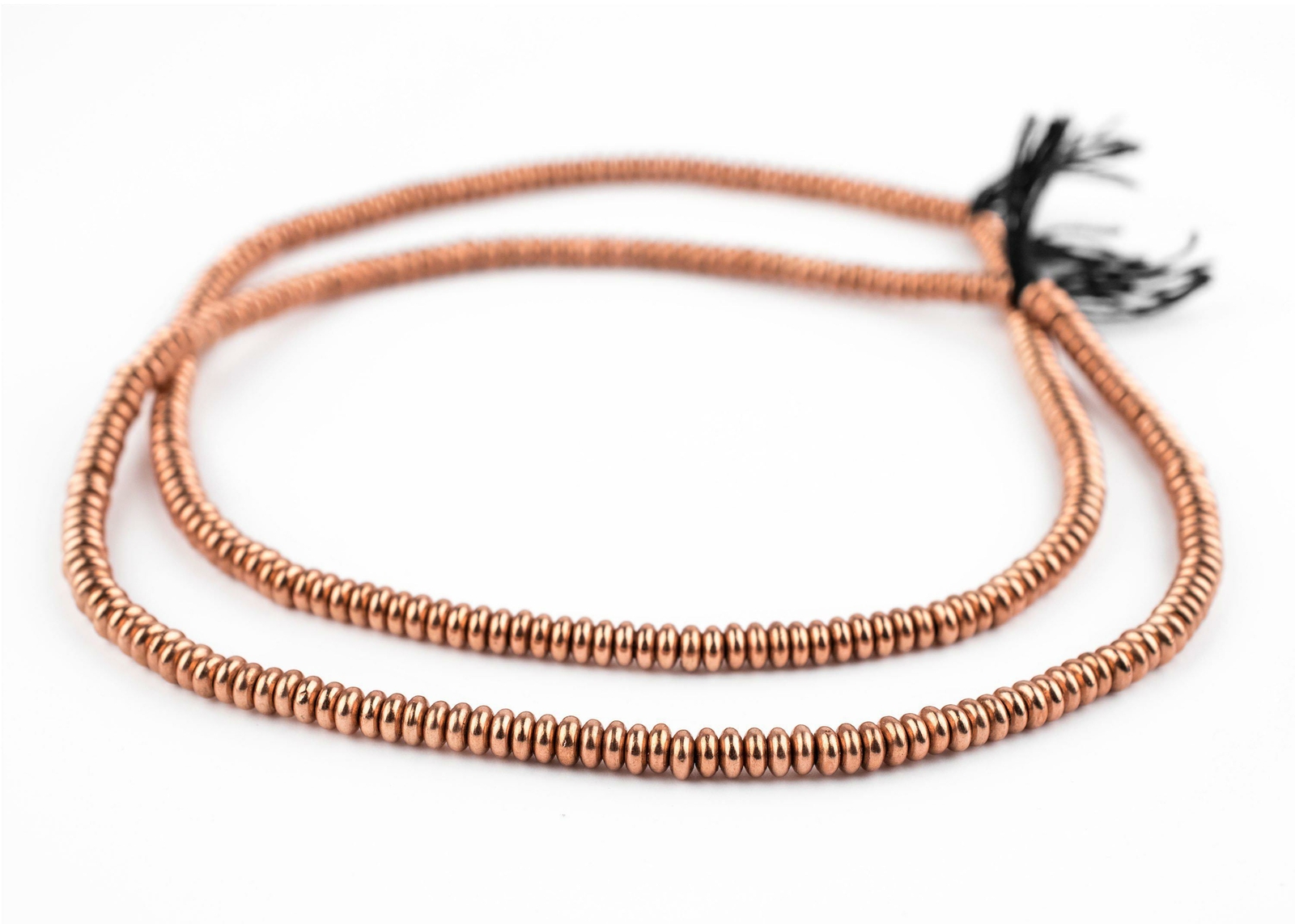 Smooth Copper Rondelle Beads 5mm Round Large Hole 16 Inch Strand