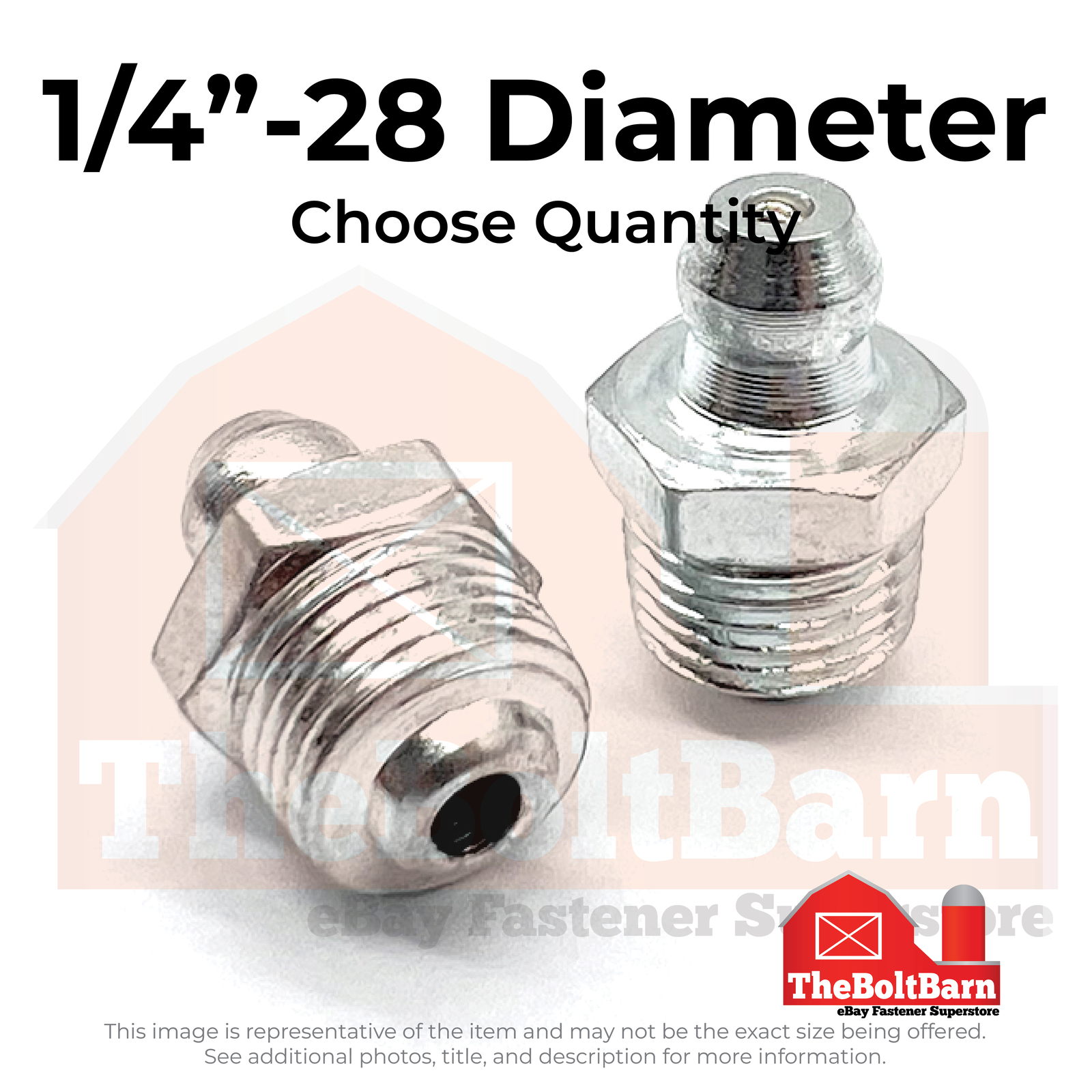 1/4"-28 Zerks Grease Fitting Straight Steel Zinc (Choose Quantity)