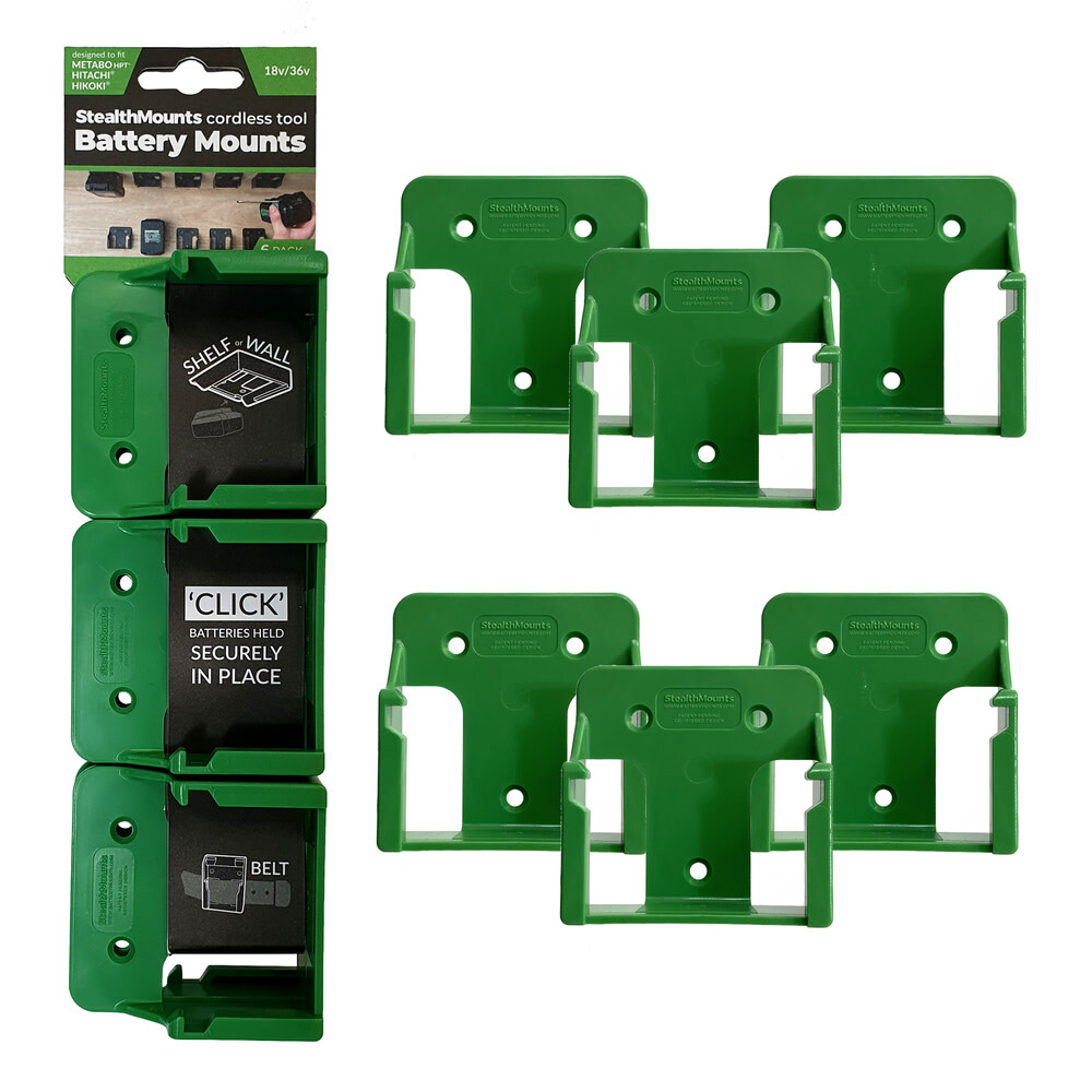 Stealthmounts Green Battery Mount For Metabo Hpt Batteries 6Pk