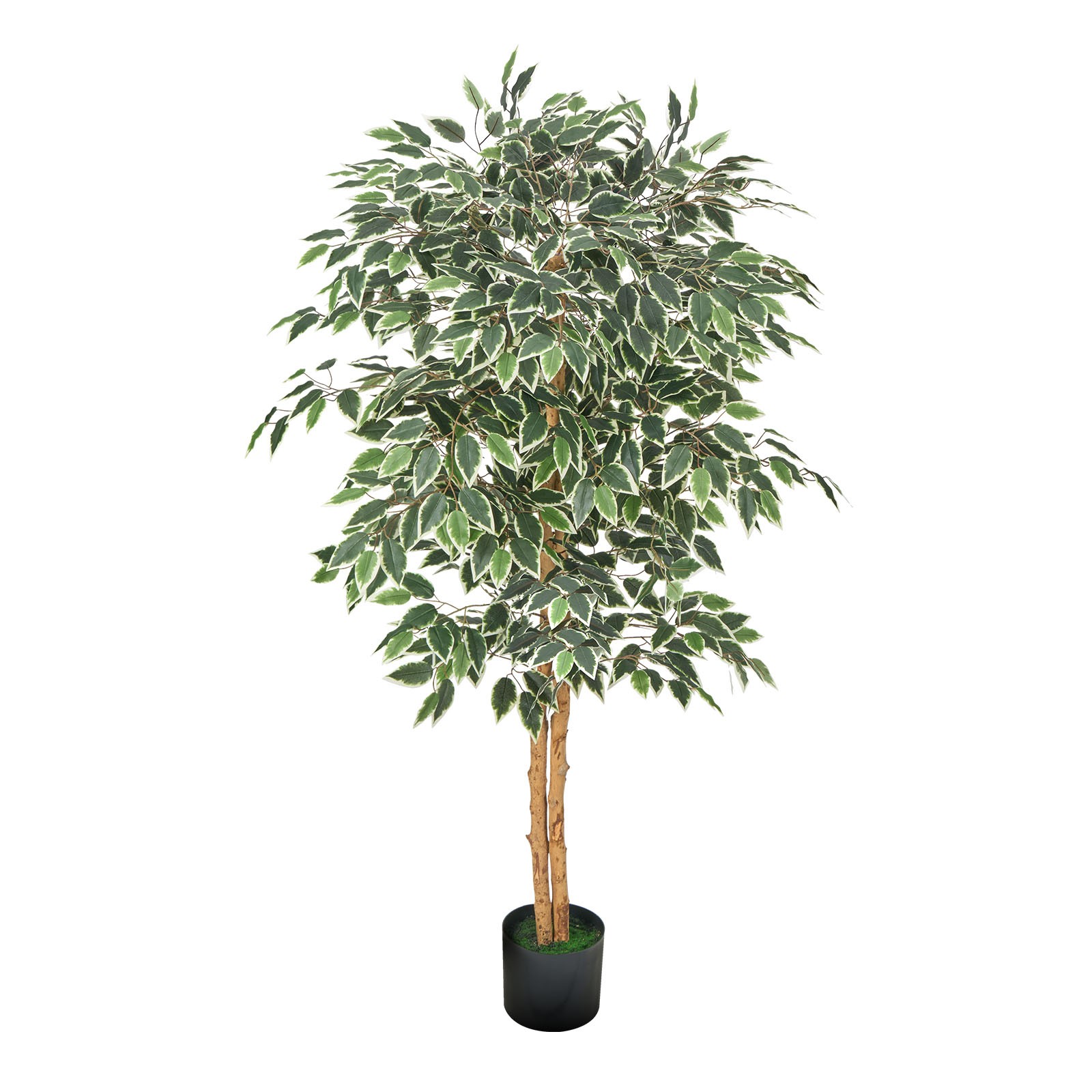 Uimoso 5FT Artificial Ficus Tree Tall Faux Plant with Black Pot for Indoor Decor