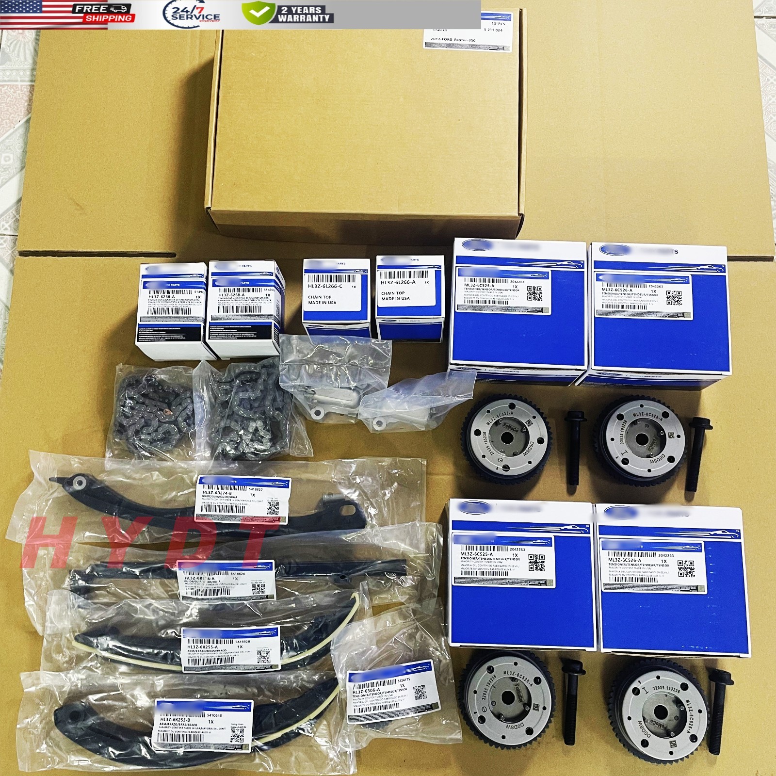 For 17-24 Ford F150 3.5L Ecoboost Chains, Guides, Tensioners W/ PHASERS KIT NEW