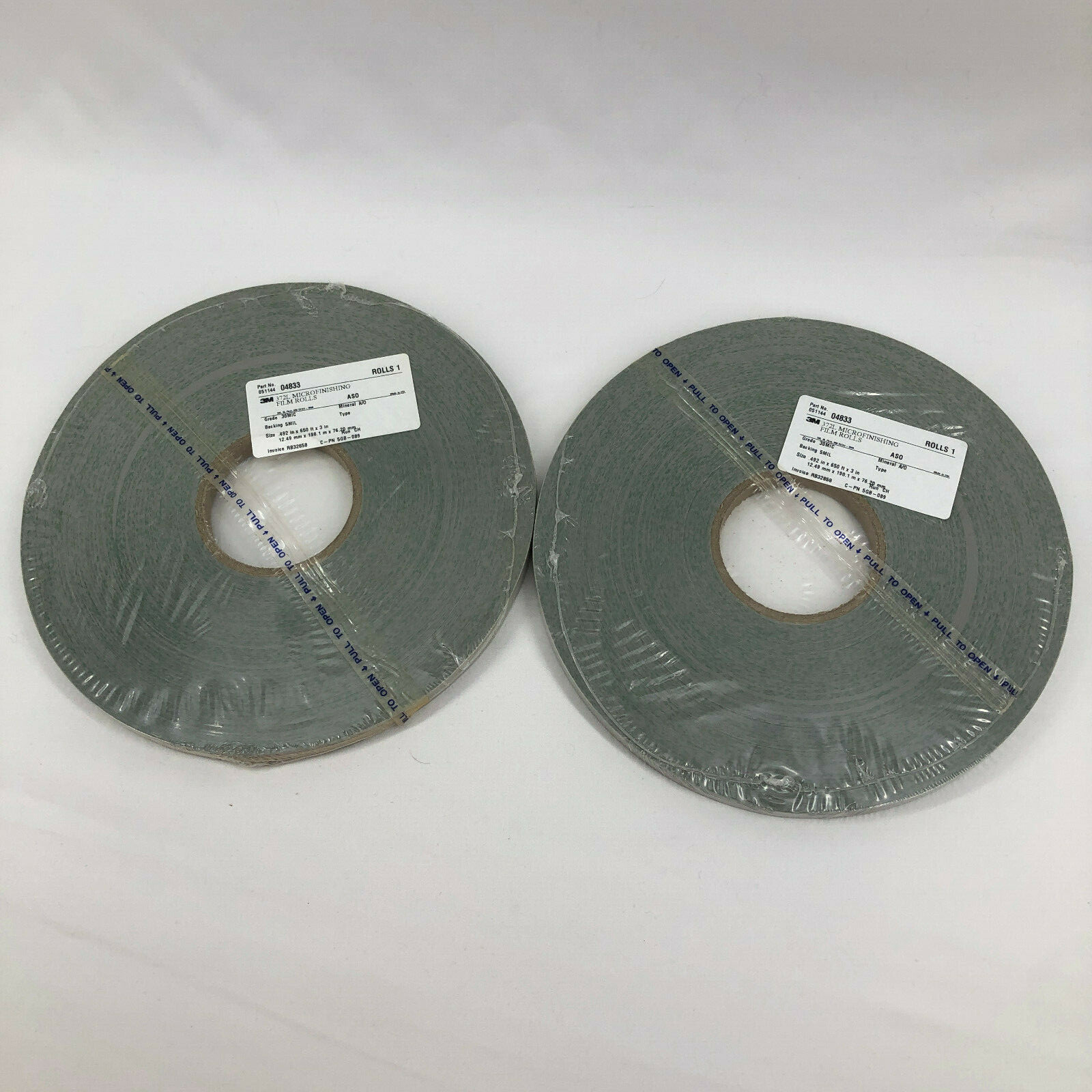 2 Rolls 3M 372L Microfinishing Film Roll  .492 in x 650 ft x 3" 30 MIC
