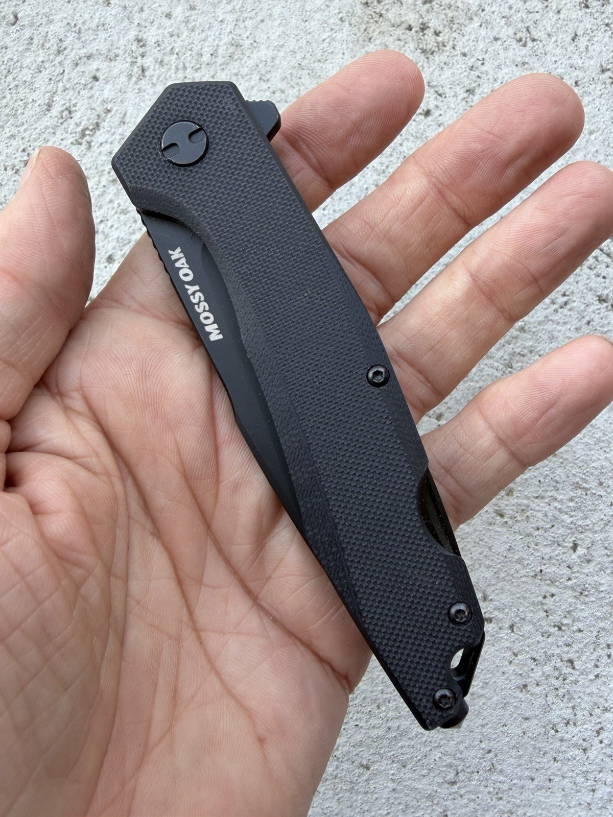 MOSSY OAK FOLDING POCKET KNIFE D2 BLADE GLASS BREAKER ROPE CUTTER BOTTLE OPENER