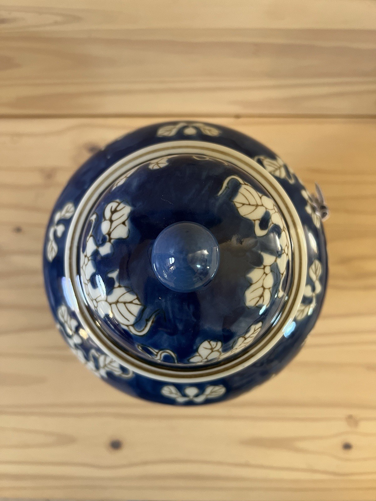 Galt International Blue and White Floral Chinoiserie Ginger Jar 12" w/Lid NEW