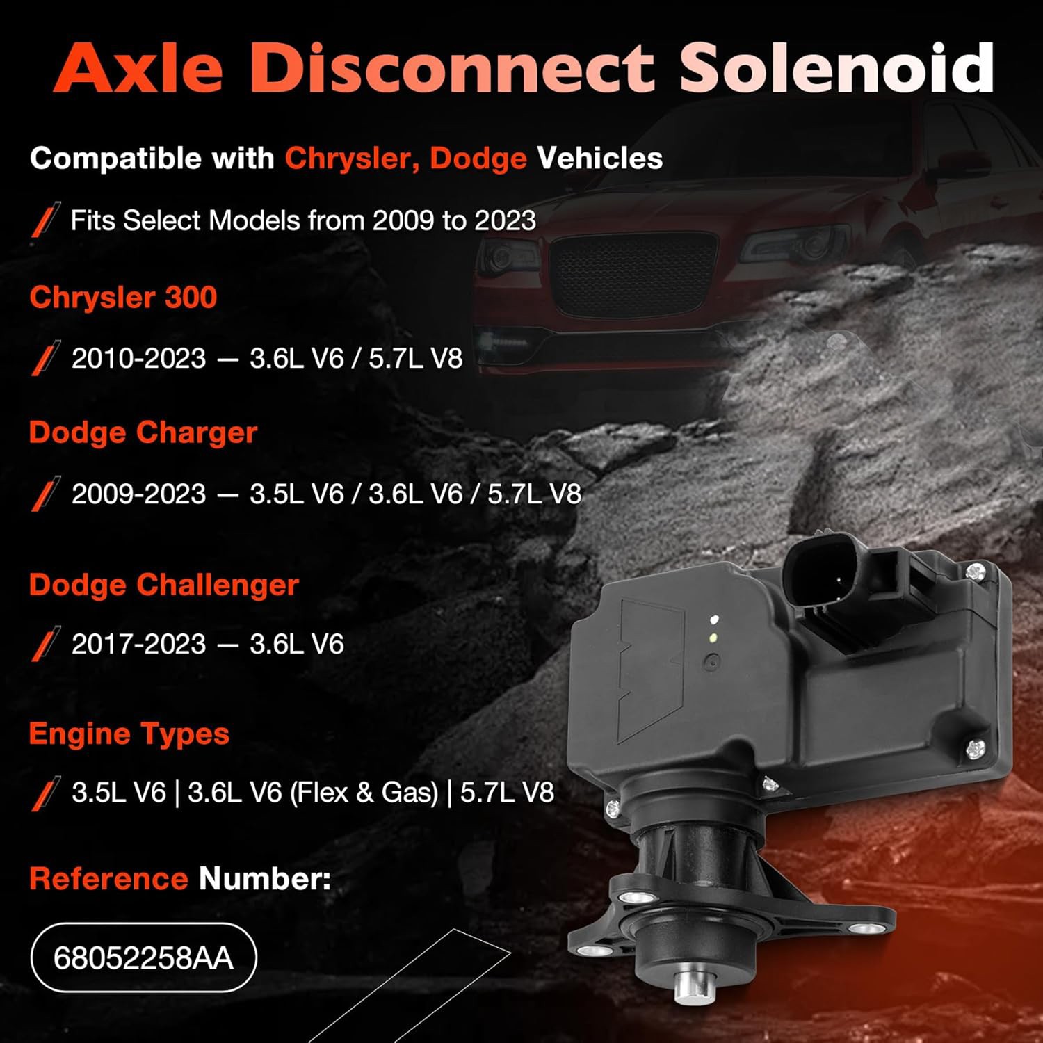 68052258AA Axle Disconnect Solenoid Locker For 09-23 Dodge Charger Chrysler 300