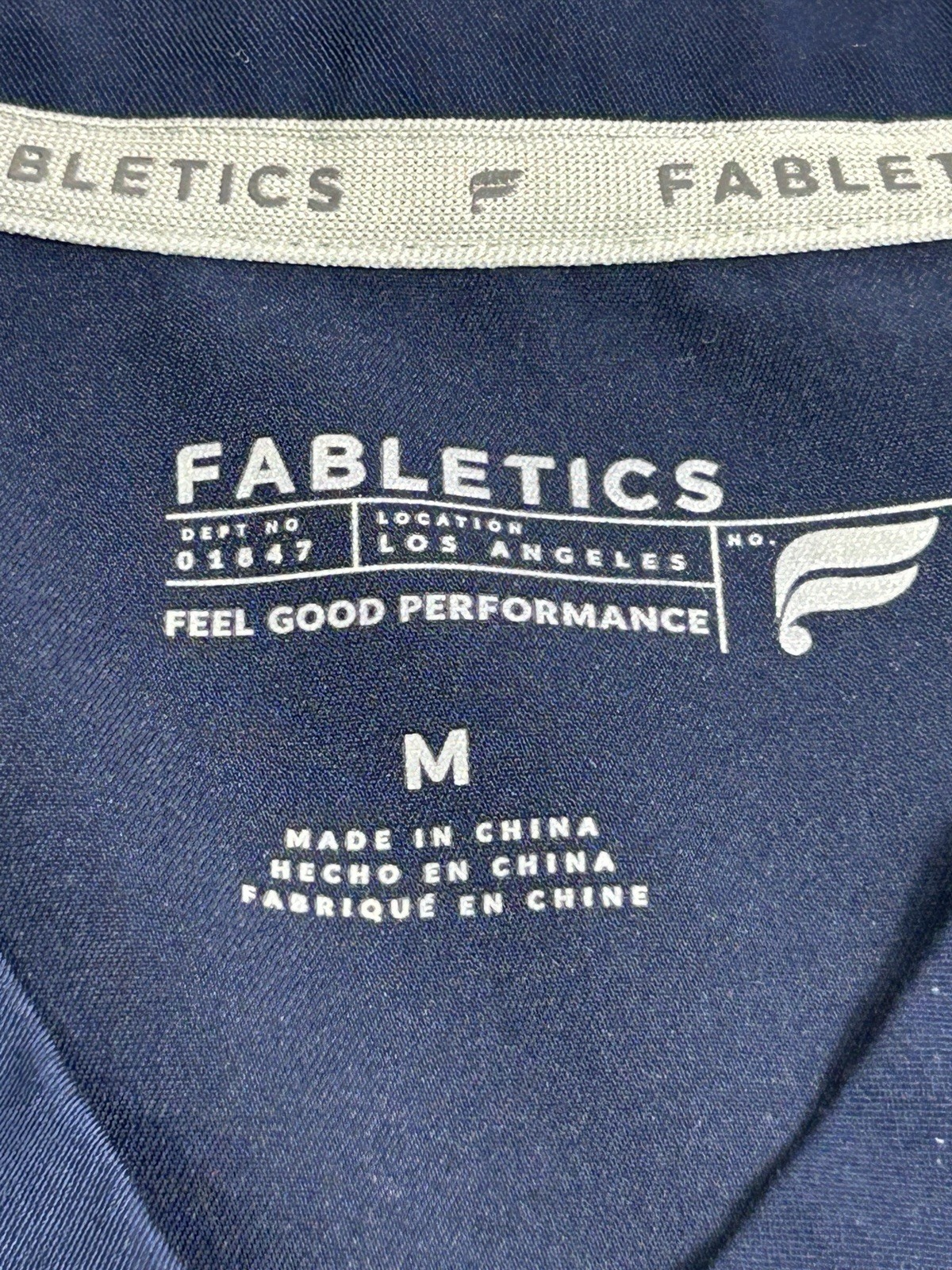 Fabletics Scrub Top Womens Medium Navy Blue V Neck Medical Uniform Workwear Top